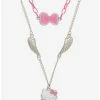 Discount 🔔 Hello Kitty Pink Chain & Wings Layered Necklace ✔️ -Cheap Sanrio Store 14645930 hi