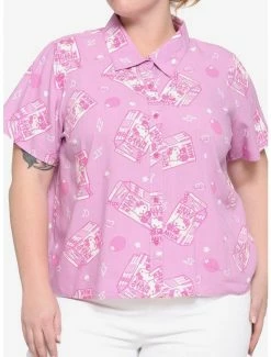 Top 10 🌟 Hello Kitty Strawberry Milk 👧 Girls Woven Button-Up Plus Size 🔔