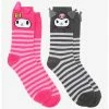 Flash Sale 😉 My Melody & Kuromi Character Crew 🧦 Socks 2 Pair 🌟 -Cheap Sanrio Store 16086477 hi