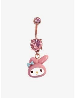Deals 🌟 14G Steel My Melody Rose Gold Pink Gem Barbell 😍