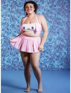 Best Pirce 👏 My Melody Varsity Stripe 👗 Skirted Swim Bottoms Plus Size 👏