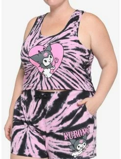 Cheapest ❤️ Kuromi Pink Tie-Dye Tank Top & Shorts 👧 Girls Lounge Set Plus Size 💯