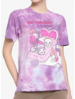 Top 10 💯 My Melody & Kuromi Black Slumber Party Pastel Boyfriend Fit 👧 Girls T-Shirt ✔️