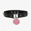 New ⌛ Kuromi Pink Skull Spiked Choker ⭐