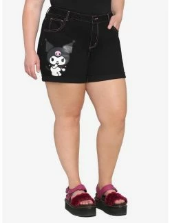 Wholesale 🔔 Kuromi Contrast Stitch Mom Shorts Plus Size 🤩