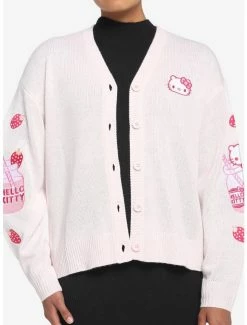 Outlet ✨ Hello Kitty Strawberry Milk Skimmer 👧 Girls Cardigan 🎁