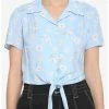 Coupon 🔔 Cinnamoroll Flowers Tie-Front 👧 Girls Woven Button Up 🔔 -Cheap Sanrio Store 17147795 hi