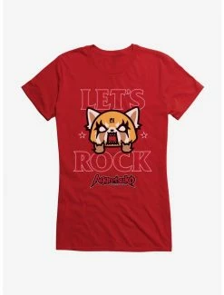 Hot Sale 🎁 Aggretsuko Let's Rock 👧 Girls T-Shirt 🎉 -Cheap Sanrio Store 17159399 hi