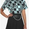 Best Pirce 🧨 Badtz-Maru Teal Checkered 👧 Girls Crop T-Shirt 😍