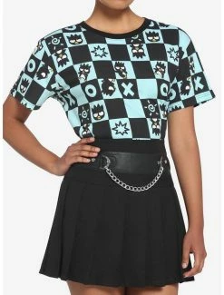 Best Pirce 🧨 Badtz-Maru Teal Checkered 👧 Girls Crop T-Shirt 😍