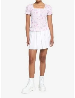 Deals 🔥 Hello Kitty And Friends Pastel Ruffle 👧 Girls Button-Up Top 🛒 -Cheap Sanrio Store 17585874 av1