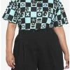 Wholesale ✔️ Badtz-Maru Teal Checkered 👧 Girls Crop T-Shirt Plus Size ⭐ -Cheap Sanrio Store 17586044 hi