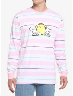 Promo ✨ Cinnamoroll Pompompurin Pochacco Stripe Long-Sleeve T-Shirt 🥰