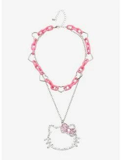 Deals 🥰 Hello Kitty Bling Pendant Chunky Chain Necklace 🌟