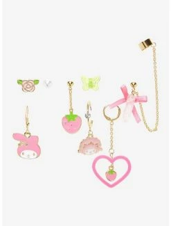 Budget 🔔 My Melody Strawberry Heart Mismatch Earring Set ✔️