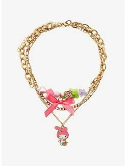 Best Pirce ๐ My Melody Bow Charm Necklace Set ๐