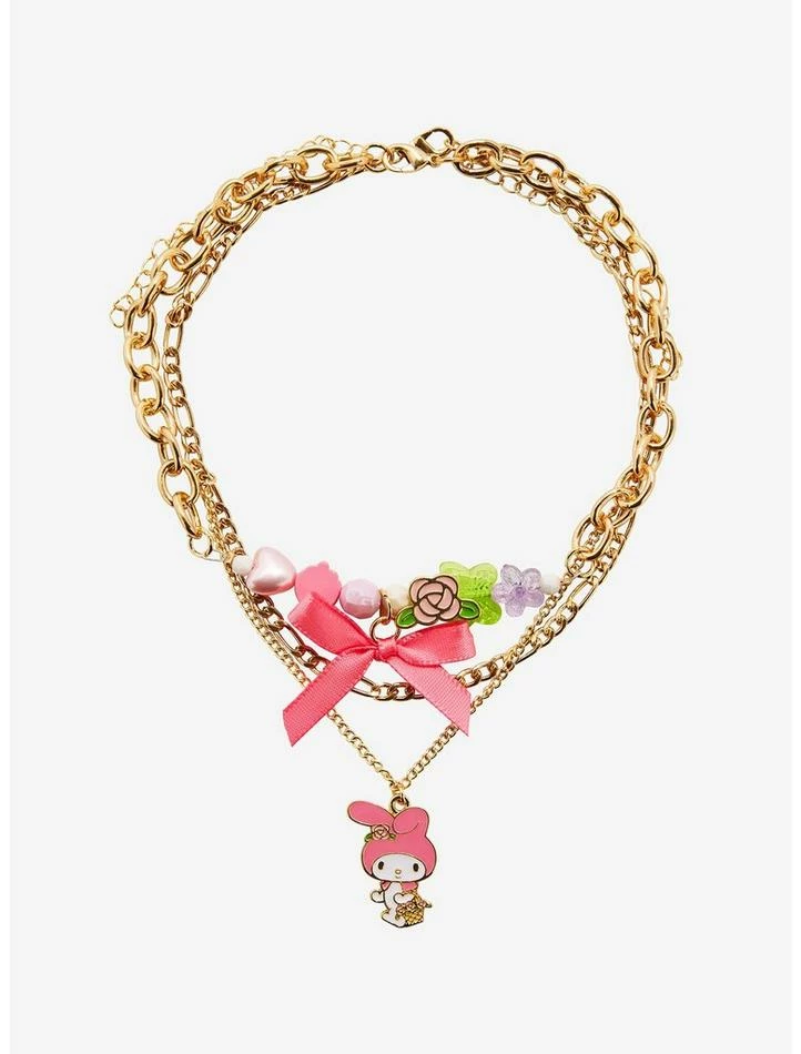 Best Pirce 🔔 My Melody Bow Charm Necklace Set 😀 3 Best Pirce 🔔 My Melody Bow Charm Necklace Set 😀