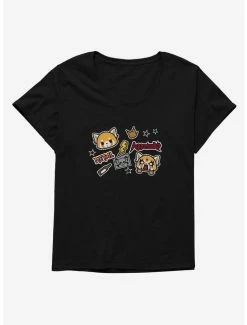 Flash Sale 🔥 Aggretsuko Metal Gig Stickers 👧 Girls T-Shirt Plus Size ✔️ -Cheap Sanrio Store 18161410 hi