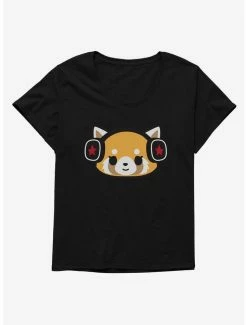 Hot Sale 🛒 Aggretsuko Metal Headphones 👧 Girls T-Shirt Plus Size 🛒