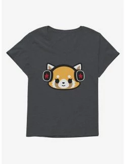 Hot Sale 🛒 Aggretsuko Metal Headphones 👧 Girls T-Shirt Plus Size 🛒 -Cheap Sanrio Store 18161563 hi