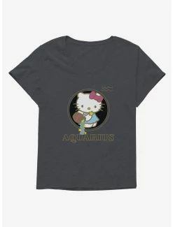 Deals 😍 Hello Kitty Star Sign Aquarius Stencil 👧 Girls T-Shirt Plus Size ⭐