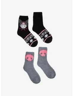 Deals 🌟 Kuromi Skull Fuzzy 🧦 Socks 2 Pair 👍