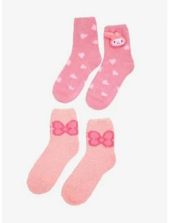 New 🥰 My Melody Plush Fuzzy 🧦 Socks 2 Pair 🛒 -Cheap Sanrio Store 18390883 av2