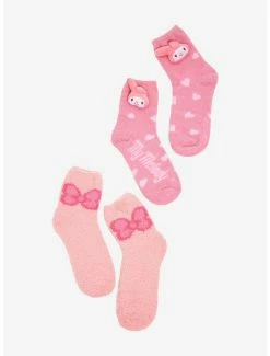 New ๐ฅฐ My Melody Plush Fuzzy ๐งฆ Socks 2 Pair ๐