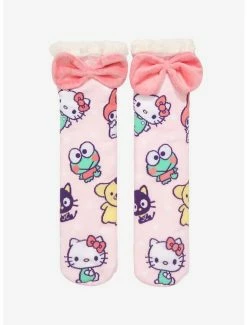 Best Pirce 🎁 Hello Kitty And Friends Pink Bow Cozy Slipper 🧦 Socks 🔥