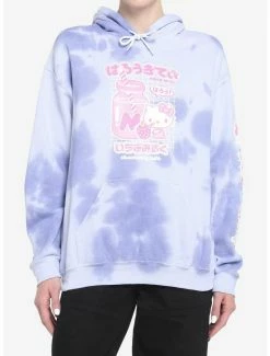 Deals ๐คฉ Hello Kitty Strawberry Milk Lavender Tie-Dye ๐ง Girls Hoodie ๐ฏ