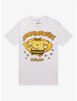 Discount 🔔 Pompompurin Honey Bee Boyfriend Fit 👧 Girls T-Shirt 👍