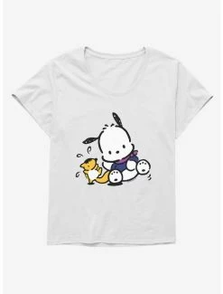 Flash Sale 👍 Pochacco Playing With Mon-Mon 👧 Girls T-Shirt Plus Size 🛒 -Cheap Sanrio Store 18722928 hi