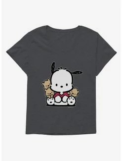 New 🛒 Pochacco Sitting With Friends 👧 Girls T-Shirt Plus Size ✨ -Cheap Sanrio Store 18722982 hi