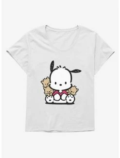 New 🛒 Pochacco Sitting With Friends 👧 Girls T-Shirt Plus Size ✨ -Cheap Sanrio Store 18723000 hi