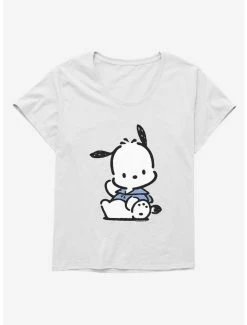 Budget ⌛ Pochacco Waving 👧 Girls T-Shirt Plus Size 🎉 -Cheap Sanrio Store 18723252 hi