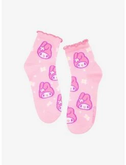 Cheapest โ My Melody Floral Lettuce Hem Ankle ๐งฆ Socks ๐งจ