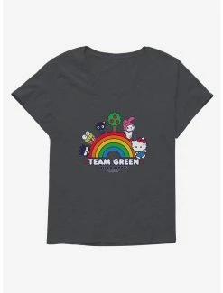 Promo ✔️ Hello Kitty & Friends Earth Day Team Green 👧 Girls T-Shirt Plus Size 🛒 -Cheap Sanrio Store 18922163 hi