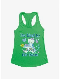 Promo ✨ Hello Kitty Be Kind To The Seas 👧 Girls Tank 🛒 -Cheap Sanrio Store 18922563 hi