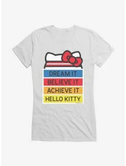 New 🤩 Hello Kitty Dream It Believe It Achieve It 👧 Girls T-Shirt 👍