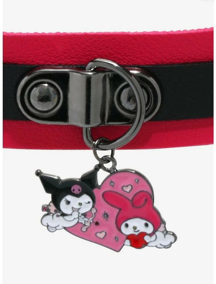 Cheap ✔️ My Melody & Kuromi Heart Charm Choker 🎁 4 Cheap ✔️ My Melody & Kuromi Heart Charm Choker 🎁 - Image 2