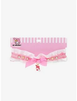 Best deal ⌛ My Melody Heart Charm Pink Lace Satin Choker ✨ -Cheap Sanrio Store 19049793 av2
