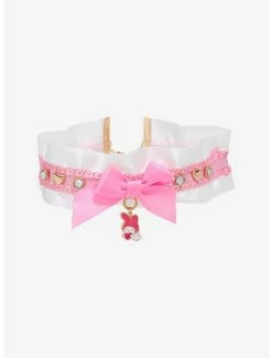 Best deal ⌛ My Melody Heart Charm Pink Lace Satin Choker ✨