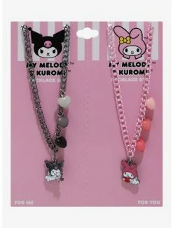 Best Sale ⌛ My Melody & Kuromi Cupid Heart Best Friend Necklace Set 😍 -Cheap Sanrio Store 19049905 av2