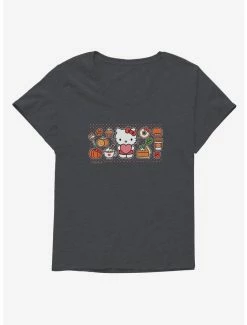 Wholesale 😉 Hello Kitty Pumpkin Spice Food & Decor 👧 Girls T-Shirt Plus Size 😍 -Cheap Sanrio Store 19178106 hi