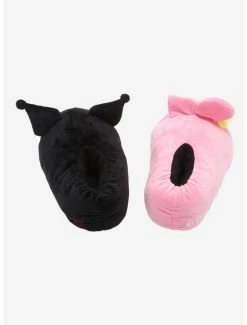 Coupon 🎉 My Melody & Kuromi Mismatch Plush Slippers ⭐ -Cheap Sanrio Store 19226368 av3