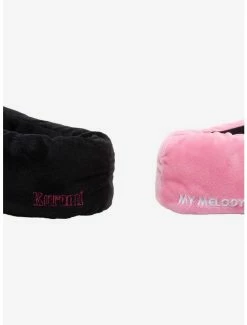 Coupon 🎉 My Melody & Kuromi Mismatch Plush Slippers ⭐ -Cheap Sanrio Store 19226368 av4