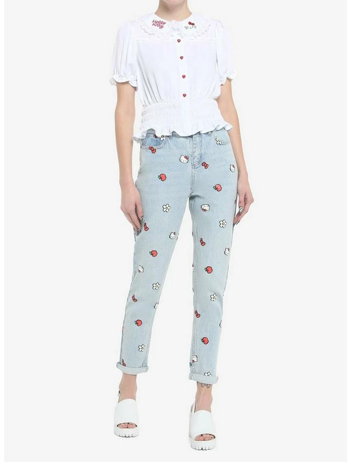 New ⭐ Hello Kitty Lace 👧 Girls Woven Button-Up Top 🥰 4 New ⭐ Hello Kitty Lace 👧 Girls Woven Button-Up Top 🥰 - Image 2