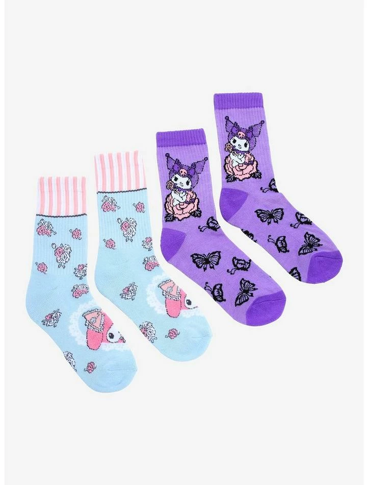 Deals 🛒 My Melody & Kuromi Roses Crew 🧦 Socks 2 Pair 🤩 4 Deals 🛒 My Melody & Kuromi Roses Crew 🧦 Socks 2 Pair 🤩 - Image 2