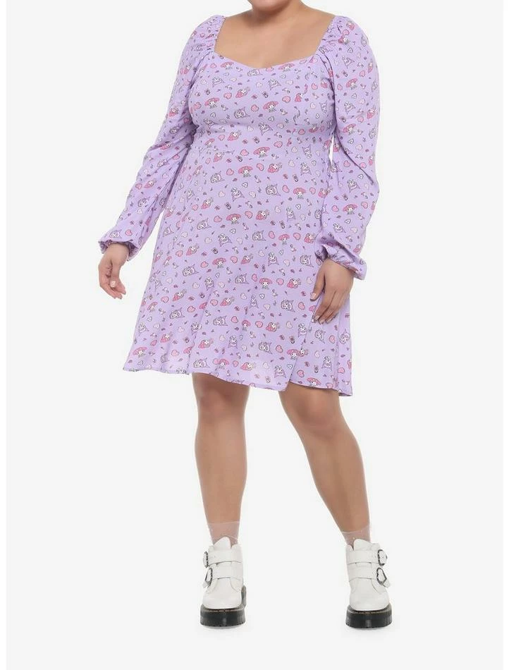 Discount ✔️ My Melody & Kuromi Sweetheart Long-Sleeve 👗 Dress Plus Size ❤️ 4 Discount ✔️ My Melody & Kuromi Sweetheart Long-Sleeve 👗 Dress Plus Size ❤️ - Image 2