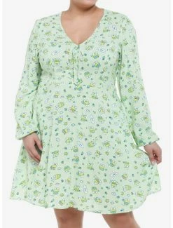 Best Sale 🧨 Keroppi Allover Print Long-Sleeve 👗 Dress Plus Size ❤️
